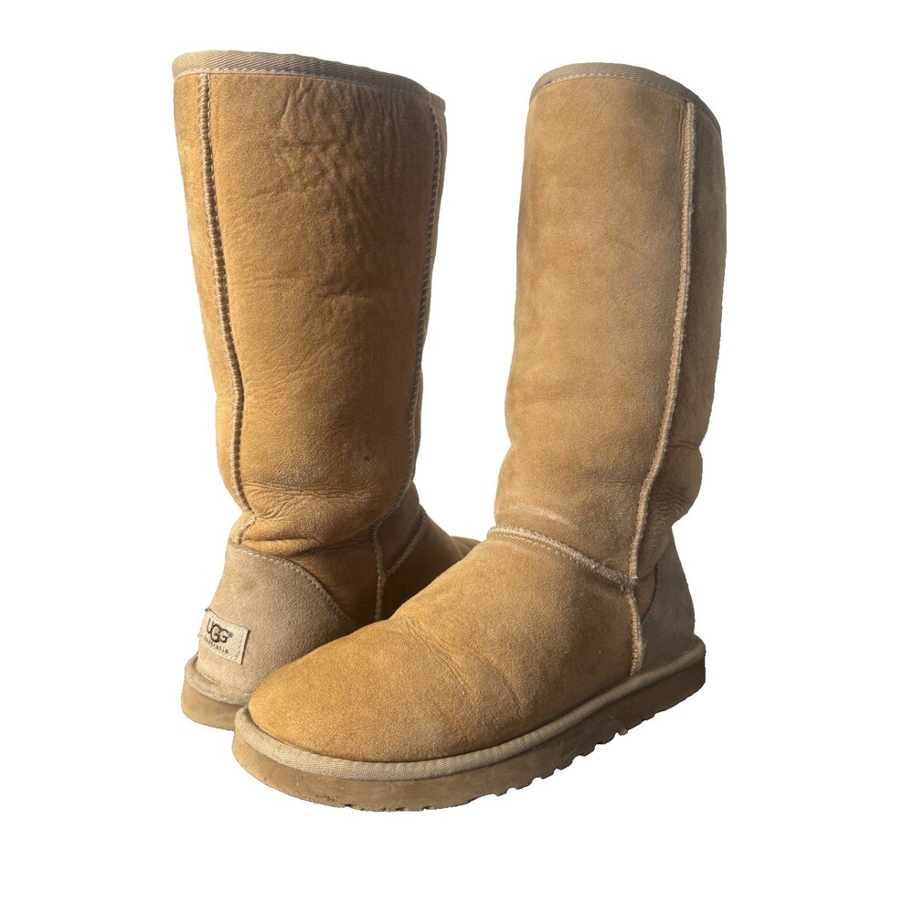 UGG Australia Classic Tall Chestnut Sheepskin Suede Boots Womens US 9